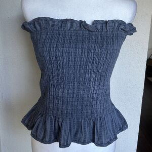 Anthropologie Mustard Seed 100% Cotton Gauze Boho Denim Tube Top Size Small